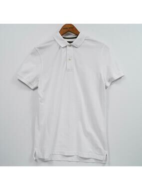 Massimo Dutti Polo Shirt Men’s Size S White Short Sleeve Cotton Minimalist